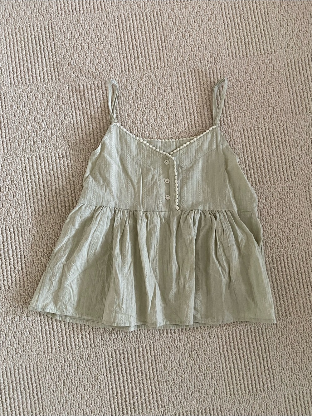 YesStyle Light Sage Green Spaghetti Strap Peplum Tank Top
